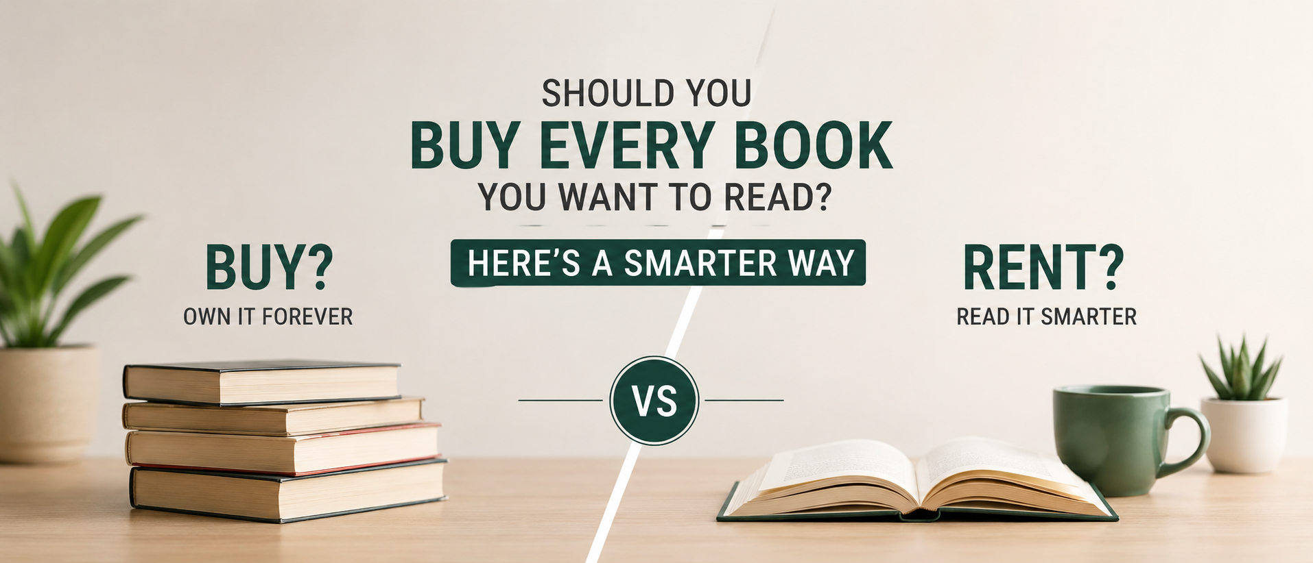 Reader deciding whether to buy or rent books for a smarter and more affordable reading habit