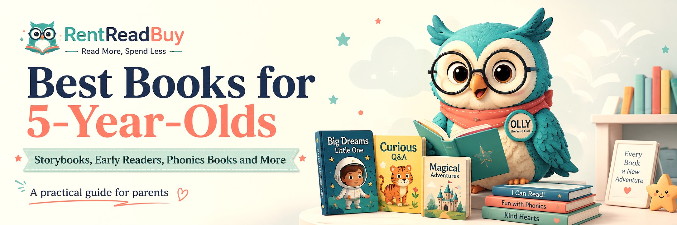 Olly the Wise Owl presenting storybooks, early readers and phonics books for five-year-olds.