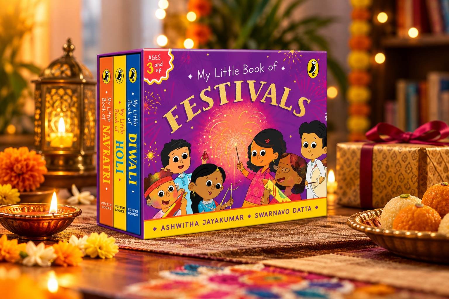 My Little Book of Festivals illustrated box set covering Diwali, Holi and Navratri