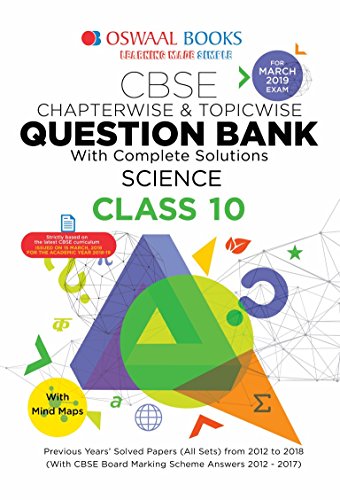 Oswaal CBSE Question Bank for Class 10 Science (Mar 2019 Exam) cover